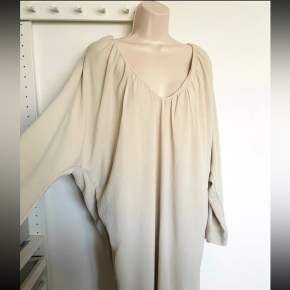 Boutique cream stone slouchy oversized midaxi maxi dress large 14 16 - Picture 3 of 6